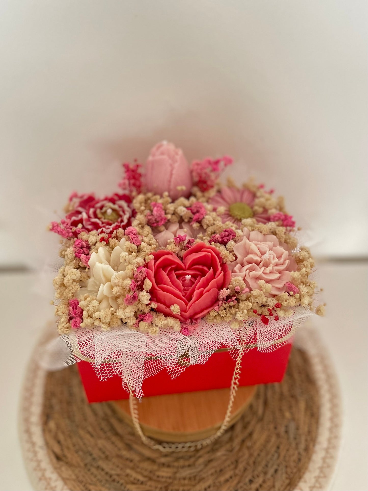Bouquet sac à main rouge