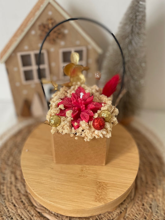 Mini panier rouge, rose éternelle