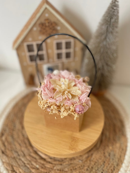Mini panier rose, rose éternelle